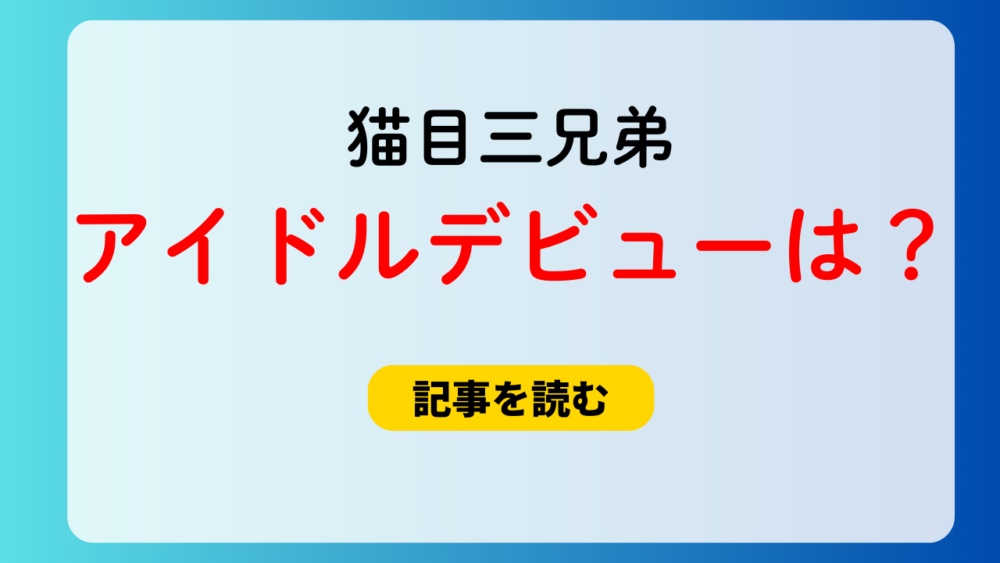 猫目三兄弟のメンバー一覧！アイドルデビューの可能性は？中国もあり？